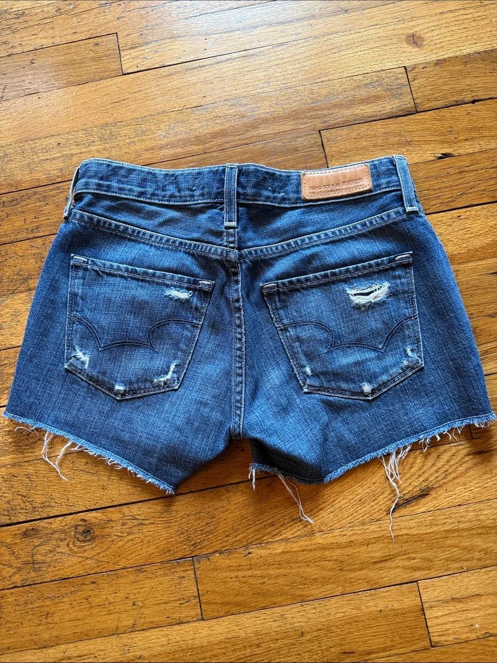 Big Star Distressed Dark Blue Jean Shorts